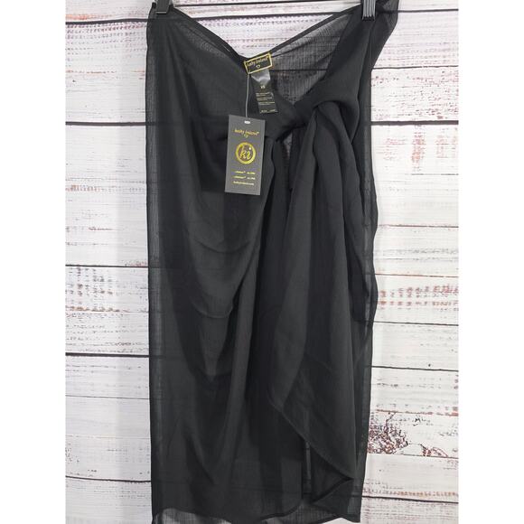 Kathy Ireland Women's XS Black Sheer Swim Cover-Up Sarong Wrap NWT - Picture 1 of 4